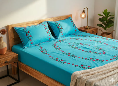 Chikonwala's Hand Embroidered Floral Design Bedsheet
