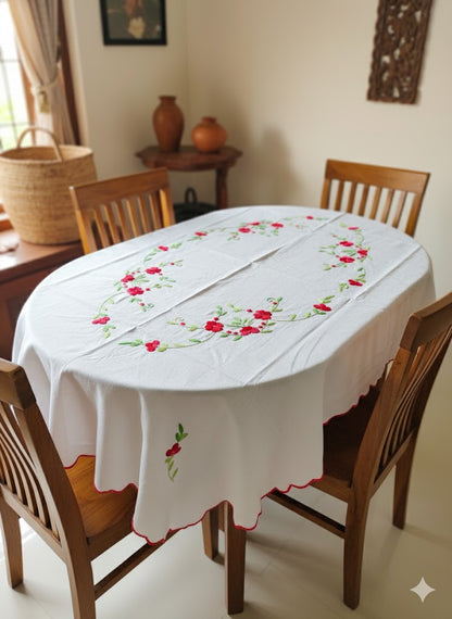 Hand Embroidered Floral Table Cover