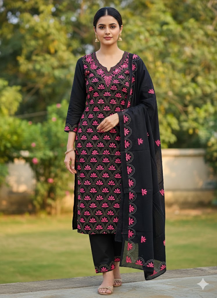 Chikonwala's Exclusive Hand Embroidered Mouchak Dress Material