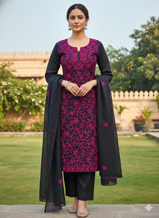 Chikonwala's Exclusive Hand Embroidered Kantha Dress Material