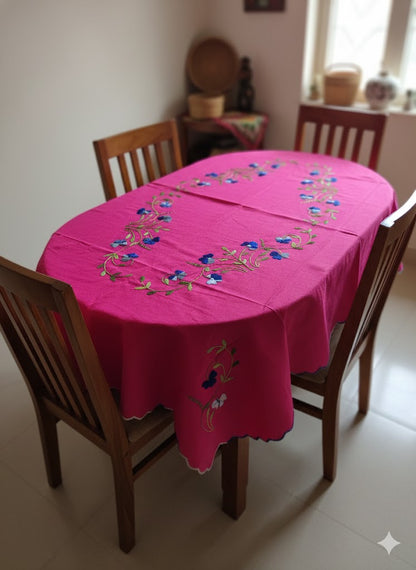 Hand Embroidered Floral Table Cover