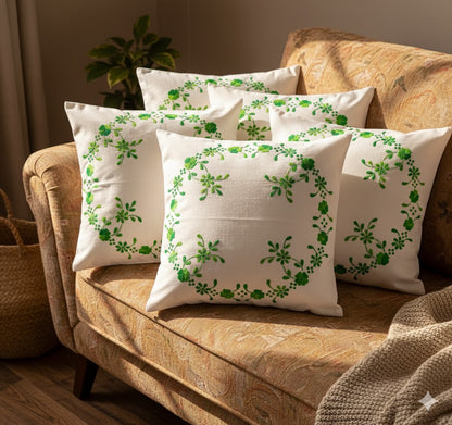 Hand Embroidered Cotton Cushion Covers (Set of 5)