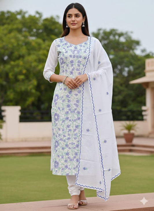 Chikonwala's Exclusive Hand Embroidered Kantha Dress Material