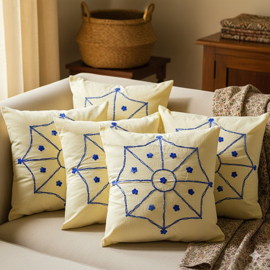 Hand Embroidered Cotton Cushion Covers (Set of 5)