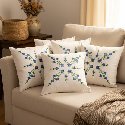 Hand Embroidered Cotton Cushion Covers (Set of 5)