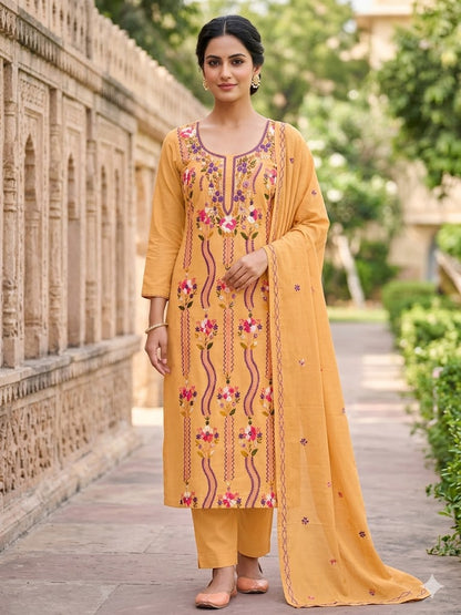 Chikonwala's Exclusive Hand Embroidered Kolkatakari Dress Material
