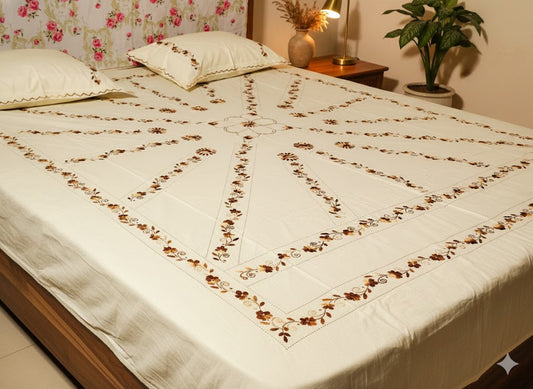 Chikonwala's Hand Embroidered Floral Design Bedsheet