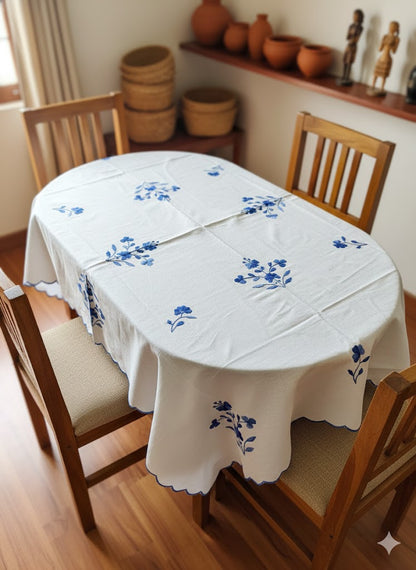 Hand Embroidered Floral Four Seater Table Cover