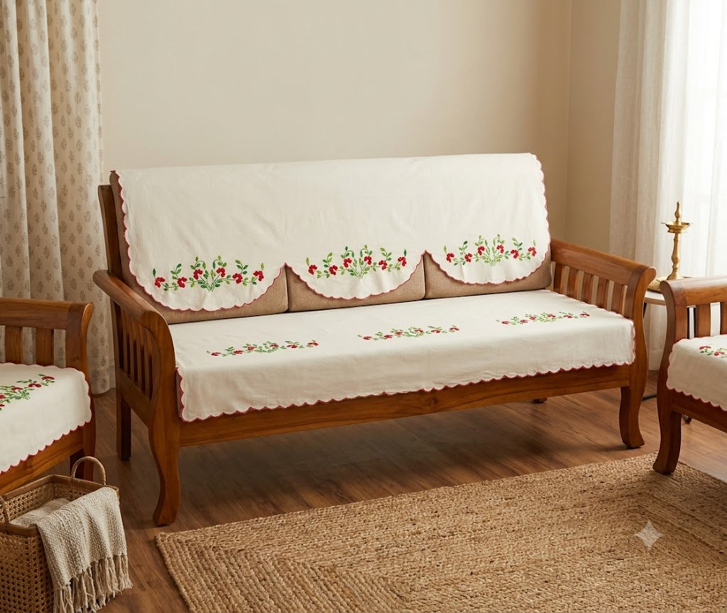 Hand Embroidered Sofa Cover (3+1+1 Seater)