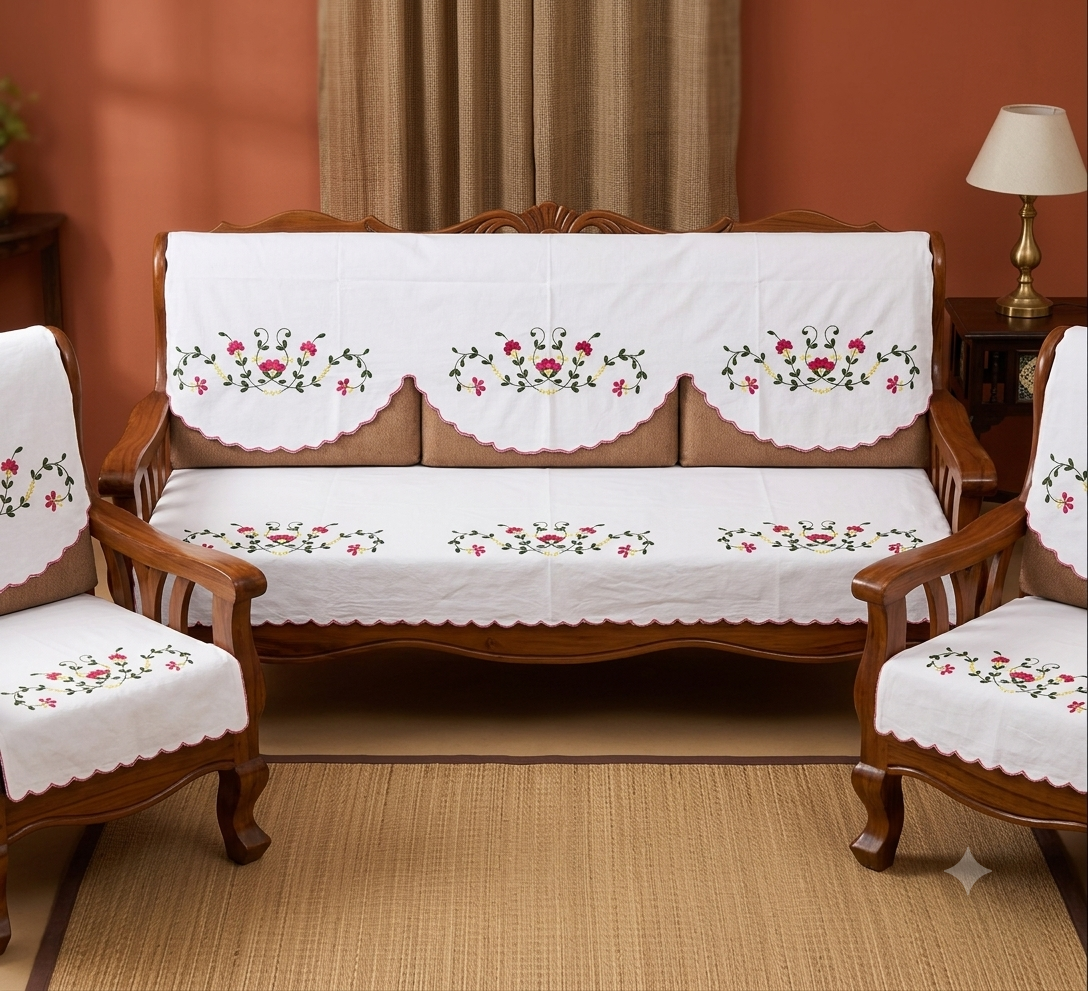 Hand Embroidered Sofa Cover (3+1+1 Seater)