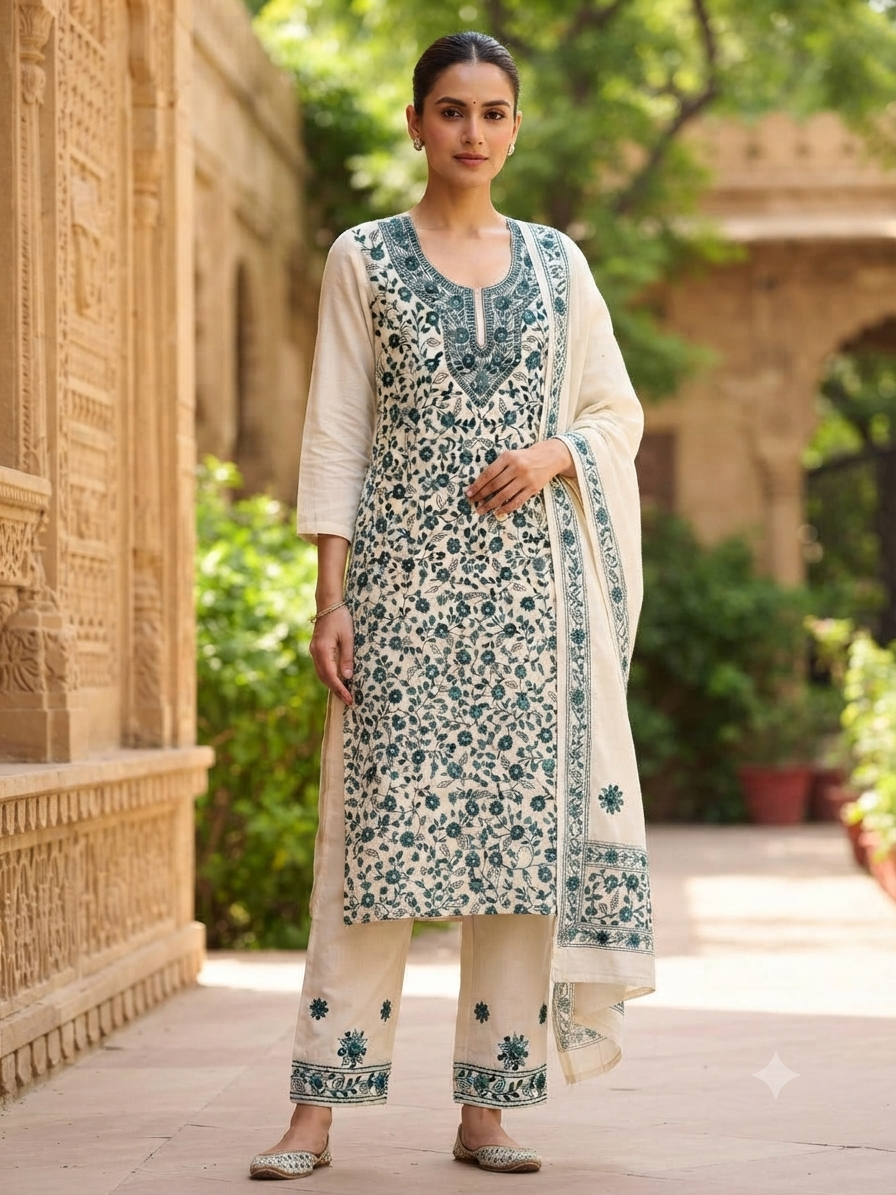 Chikonwala's Exclusive Hand Embroidered Fulkari Dress