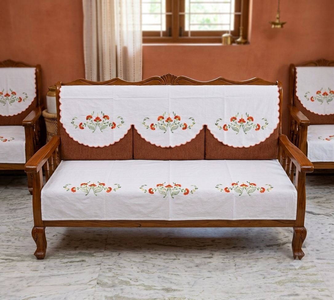 Hand Embroidered Sofa Cover (3+1+1 Seater)
