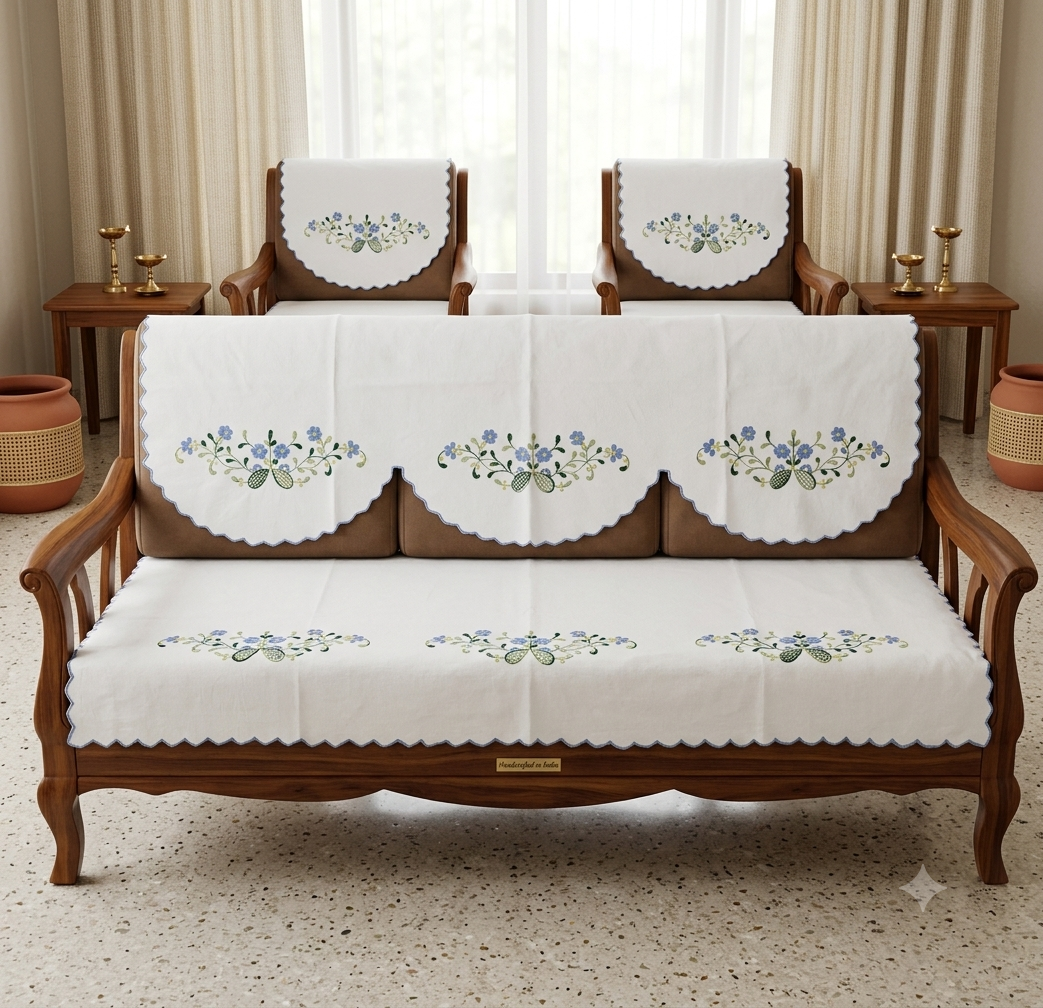Hand Embroidered Sofa Cover (3+1+1 Seater)