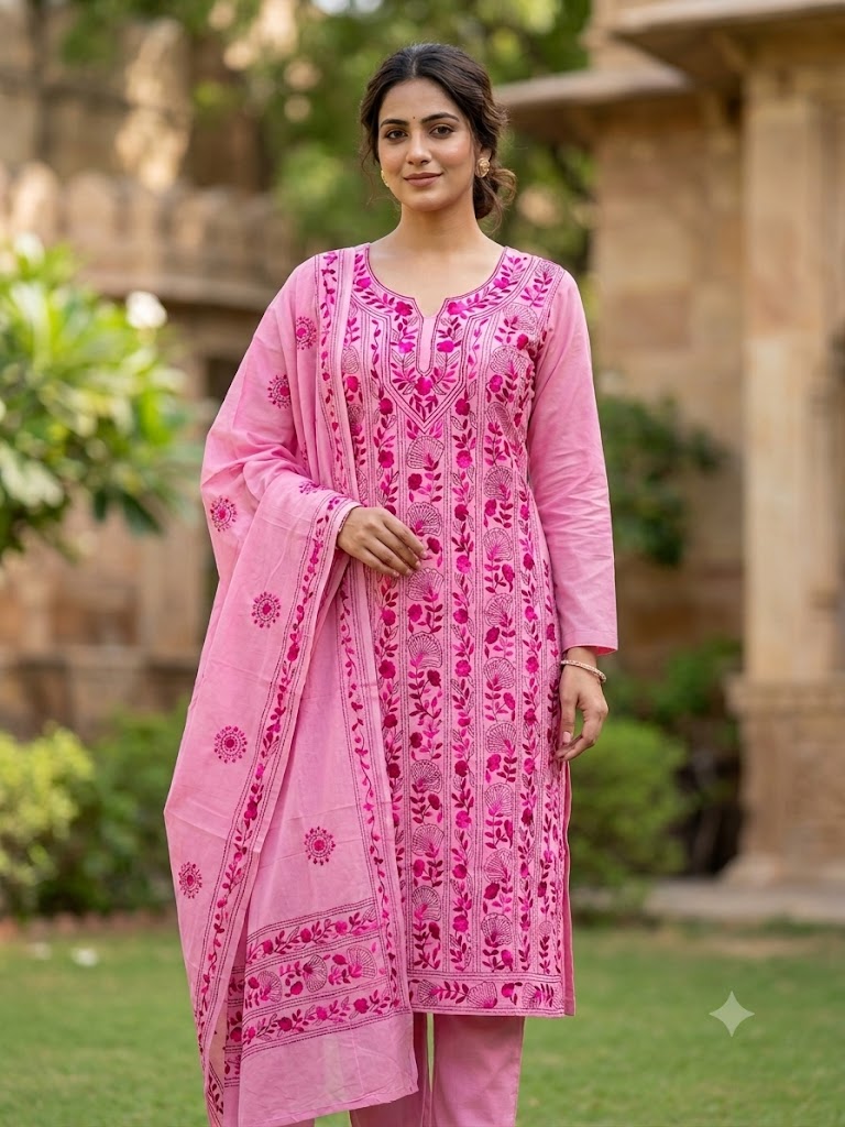Chikonwala's Exclusive Hand Embroidered Fulkari Dress