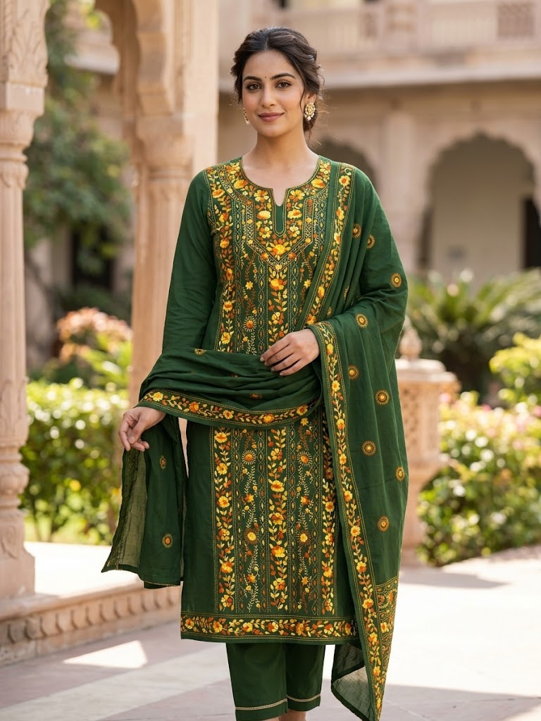 Chikonwala's Exclusive Hand Embroidered Fulkari Dress