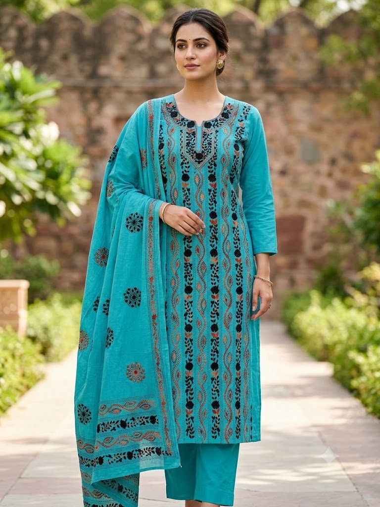 Chikonwala's Exclusive Hand Embroidered Fulkari Dress