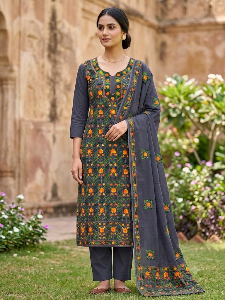 Chikonwala's Exclusive Hand Embroidered Fulkari Dress