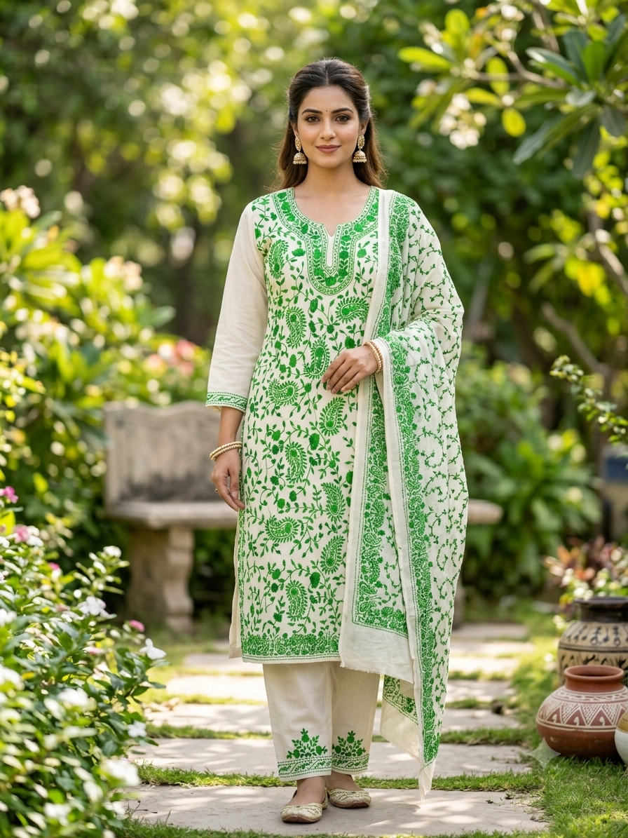 Chikonwala's Exclusive Hand Embroidered Fulkari Dress