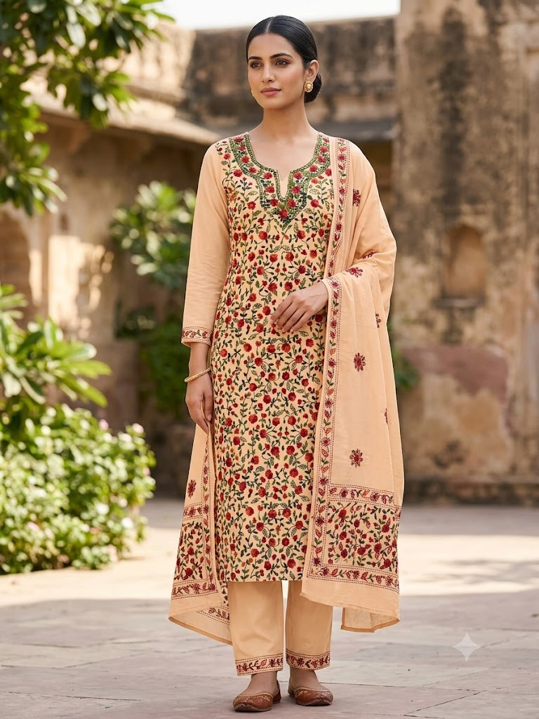 Chikonwala's Exclusive Hand Embroidered Fulkari Dress