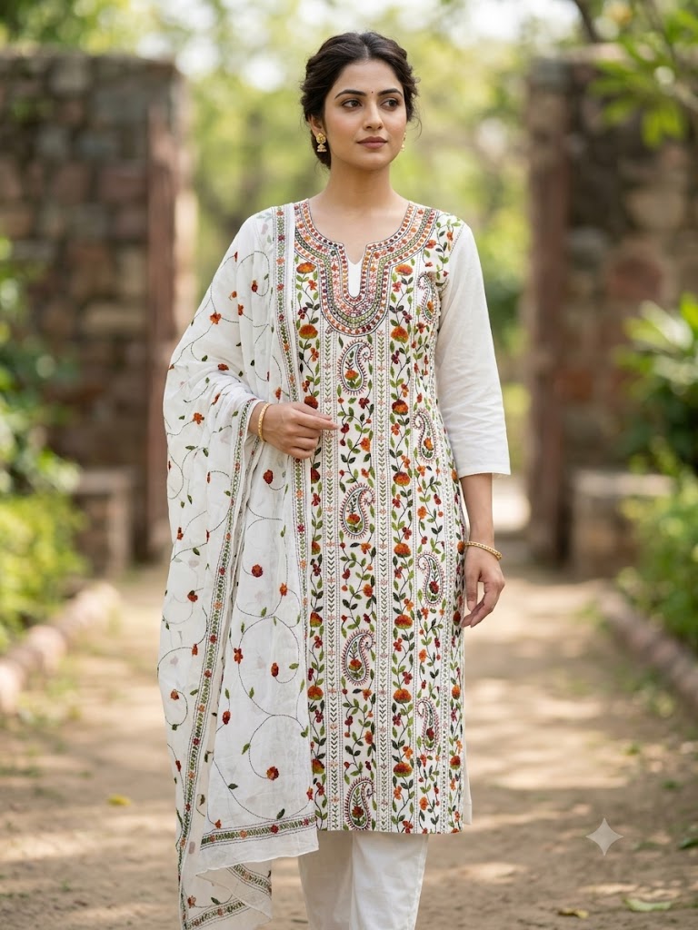 Chikonwala's Exclusive Hand Embroidered Fulkari Dress