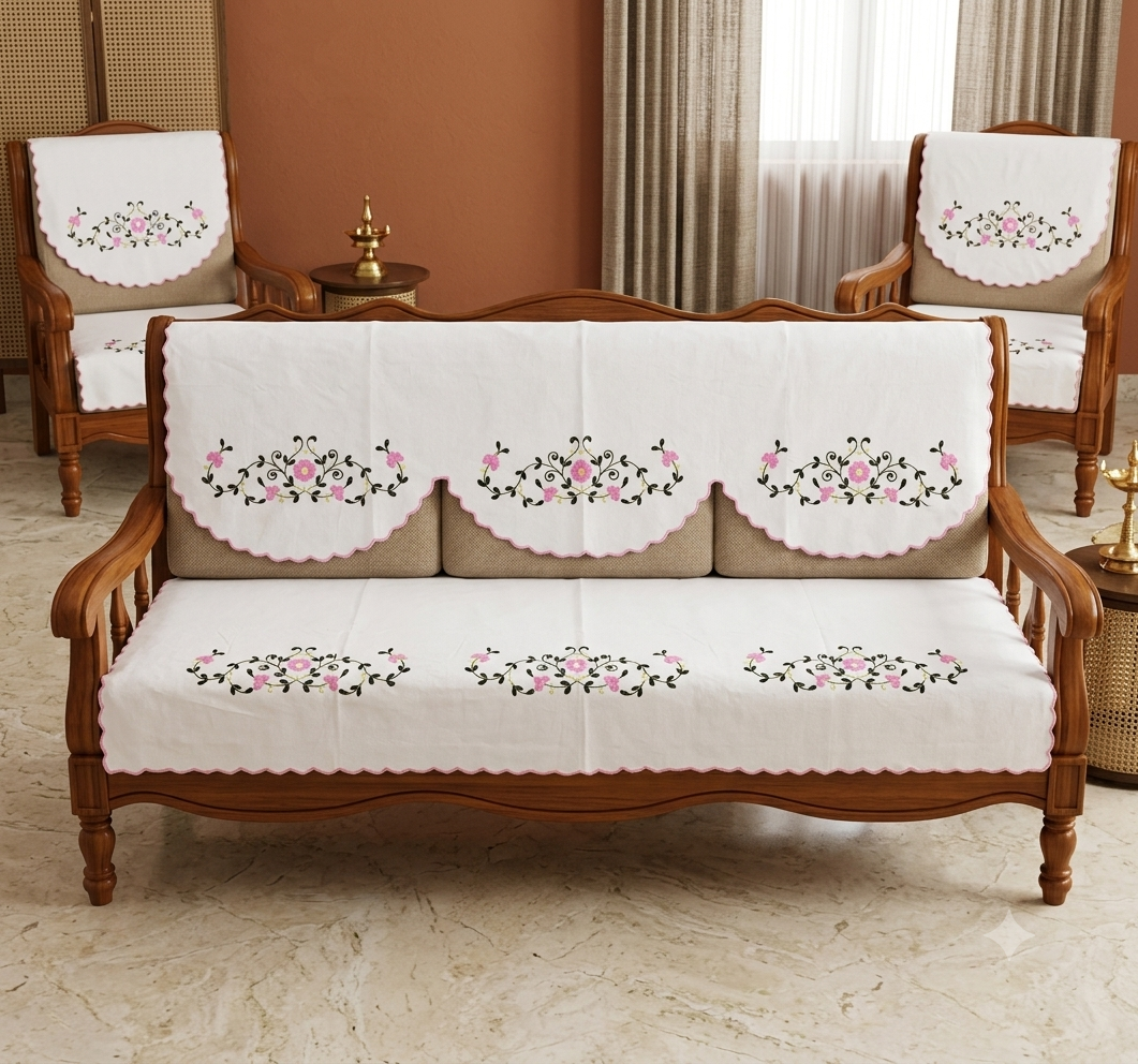 Hand Embroidered Sofa Cover (3+1+1 Seater)