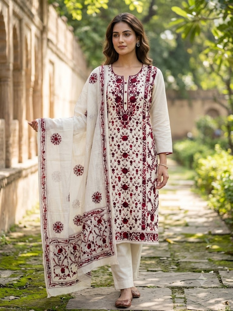 Chikonwala's Exclusive Hand Embroidered Fulkari Dress