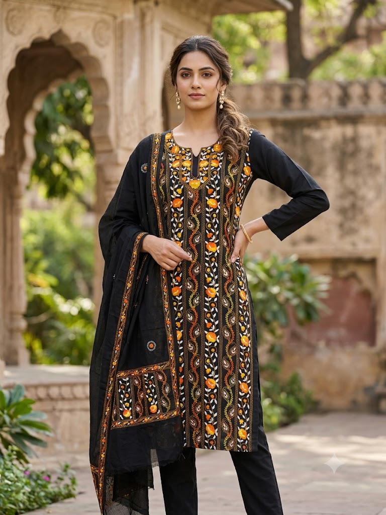 Chikonwala's Exclusive Hand Embroidered Fulkari Dress