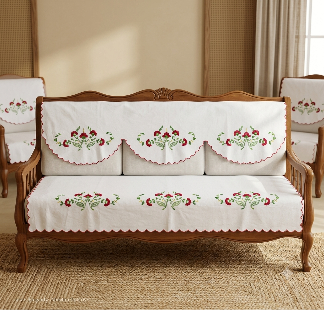 Hand Embroidered Sofa Cover (3+1+1 Seater)