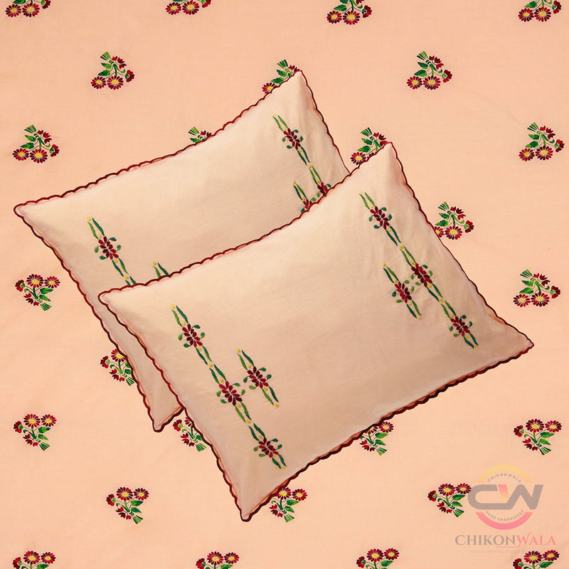 Chikonwala's Floral Embroidered Cotton Bedsheet