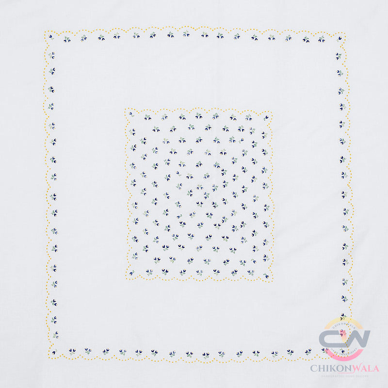 Chikonwala's Hand Embroidered Box Pattern King Size Bedsheet