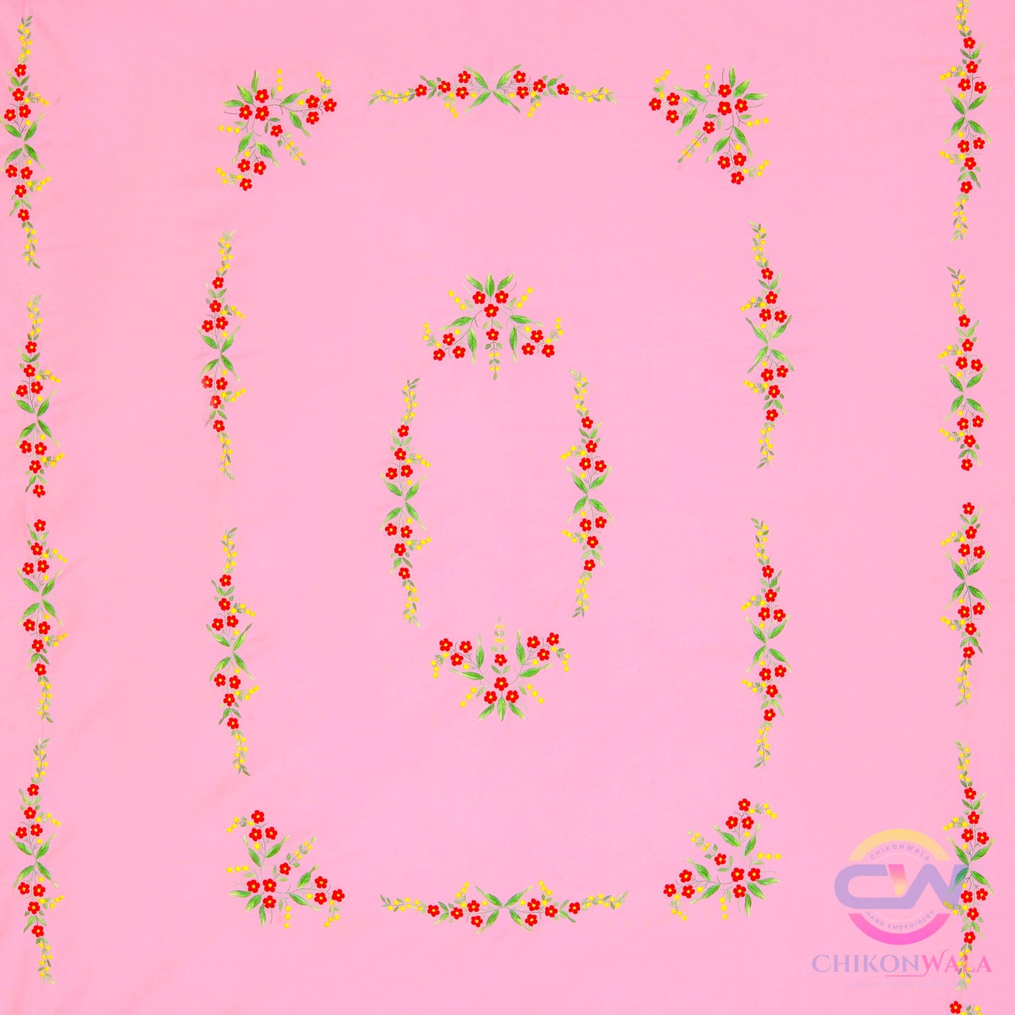 chikonwala's Hand Embroidered Baby Pink cotton Bedsheet