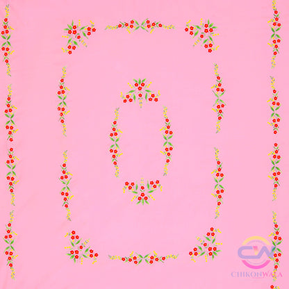 chikonwala's Hand Embroidered Baby Pink cotton Bedsheet