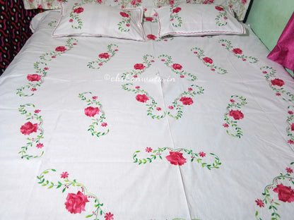 Chikonwala's hand Embroidered Floral Design Bedsheet