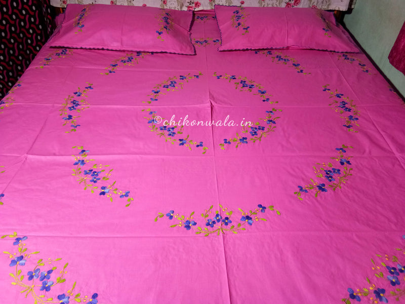 Chikonwala's Hand Embroidered Pure Cotton Bedsheet