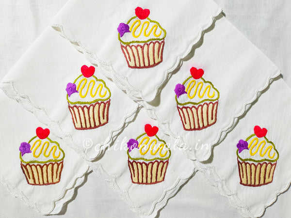 Hand Embroidered Pure Cotton Napkins (Set of 6)