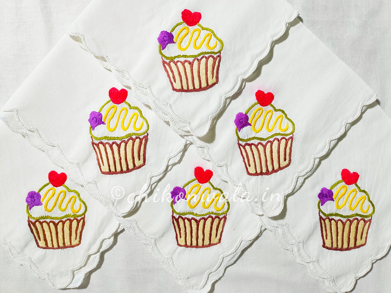 Hand Embroidered Pure Cotton Napkins (Set of 6)