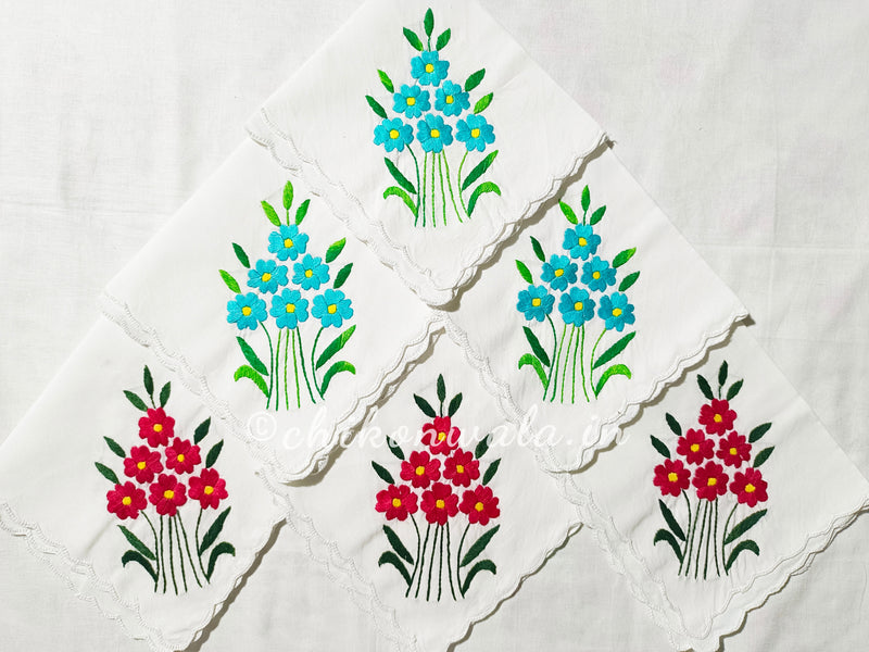 Hand Embroidered Pure Cotton Napkins (Set of 6)