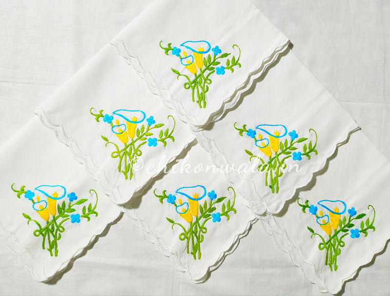 Hand Embroidered Pure Cotton Napkins (Set of 6)