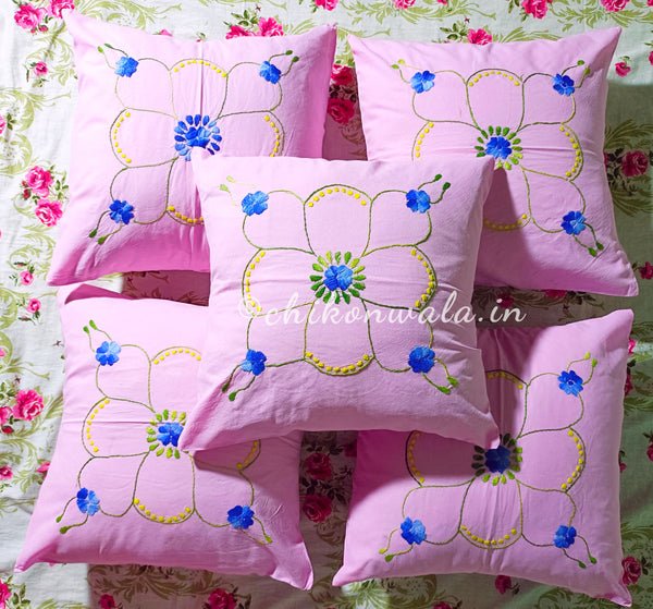 Hand Embroidered Cotton Cushion Covers (Set of 5)