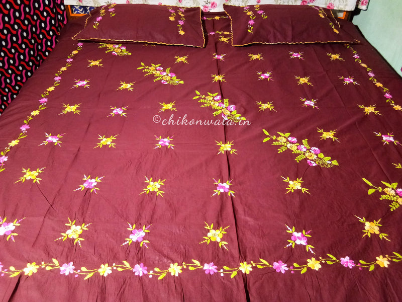 Chikonwala's Hand Embroidered Floral Design Bedsheet