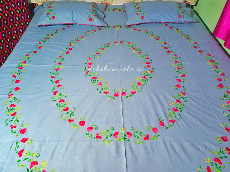 Chikonwala's Hand Embroidered Floral Design Bedsheet